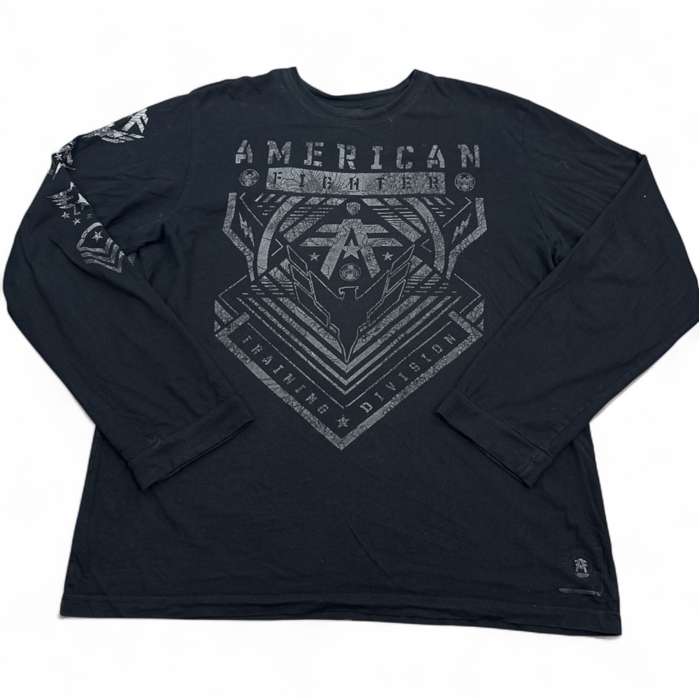American Fighter T Shirt Mens Size XL Black Long Sleeve vintage Y2K MMA Tee